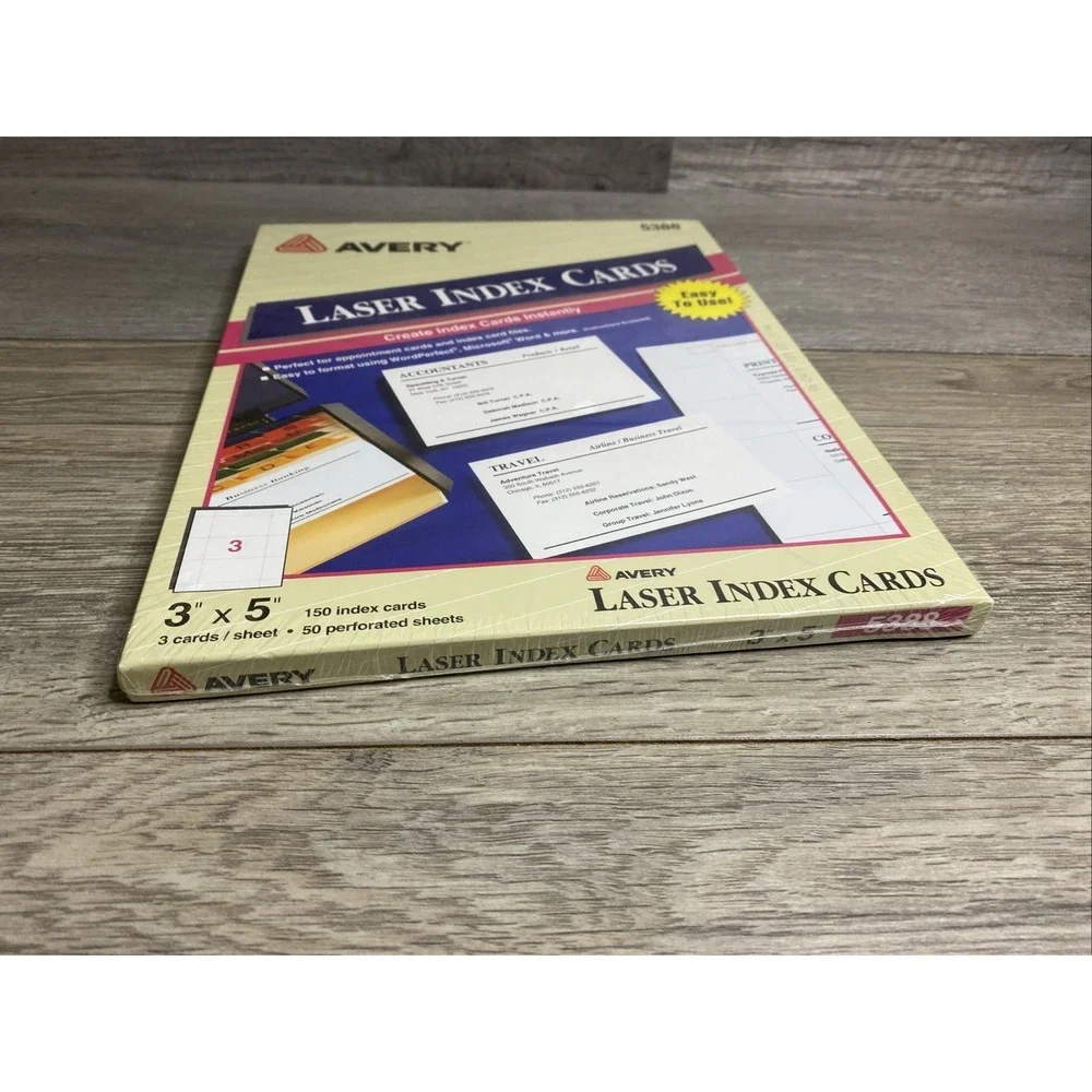 Avery 5388 Printable Laser Index Cards 3‎ x 5 50 Sheets 150 Cards NEW SEALED